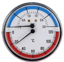 Термоманометр аксиальный Watts FR 818 (TMAX) 2,5 бар