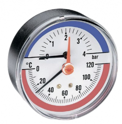 Термоманометр аксиальный Watts FR 818 (TMAX) 4 бар
