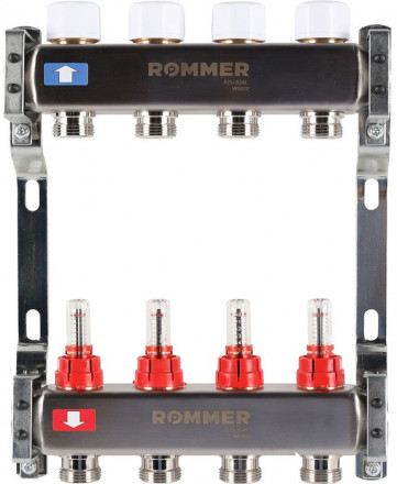 Для отопления Rommer 1&quot;/3/4&quot;x4 с расходомерами (RMS-1200-000004)