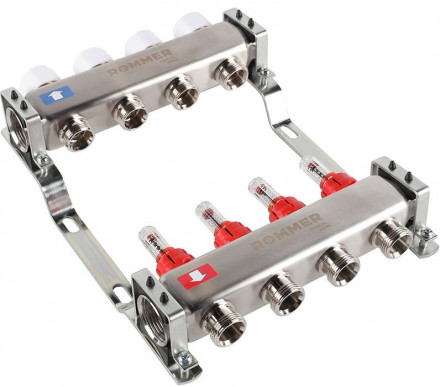Для отопления Rommer 1&quot;/3/4&quot;x4 с расходомерами (RMS-1200-000004)