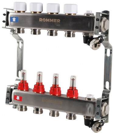 Для отопления Rommer 1&quot;/3/4&quot;x4 с расходомерами (RMS-1201-000004)