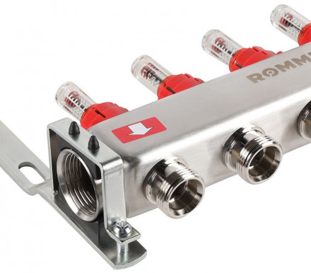 Для отопления Rommer 1&quot;/3/4&quot;x4 с расходомерами (RMS-1201-000004)