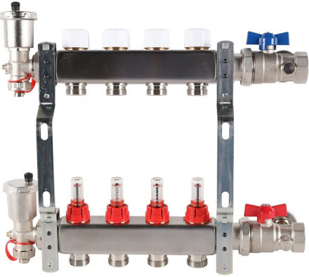 Для отопления Rommer 1&quot;/3/4&quot;x4 с расходомерами (RMS-1210-000004)