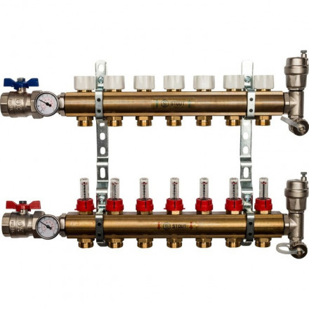 Для отопления STOUT Коллектор регулируемый с расходомерами 1/3/4x7