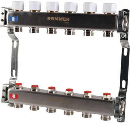Для отопления Rommer 1&quot;/3/4&quot;x6 с запорными клапанами (RMS-3200-000006)