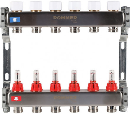 Для отопления Rommer 1&quot;/3/4&quot;x6 с расходомерами (RMS-1200-000006)