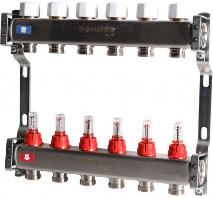 Для отопления Rommer 1&quot;/3/4&quot;x6 с расходомерами (RMS-1200-000006)