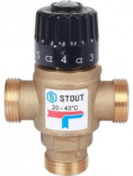 Смесительный клапан STOUT 3/4 НР 20-43°С KV 1,6 м3/ч