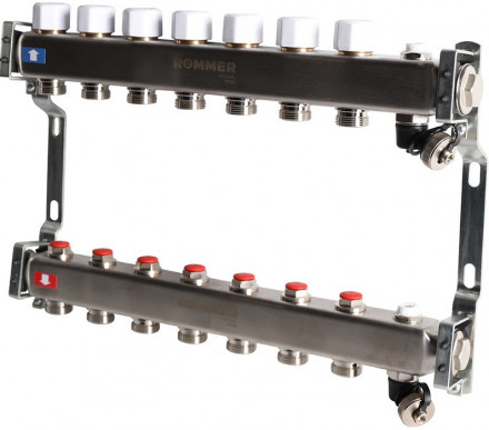 Для отопления Rommer 1&quot;/3/4&quot;x7 с запорными клапанами (RMS-3201-000007)