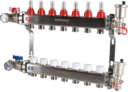 Для отопления Rommer 1&quot;/3/4&quot;x7 с расходомерами (RMS-1210-000007)