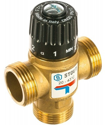 Смесительный клапан STOUT 1 НР 20-43°С KV 2,5 м3/ч