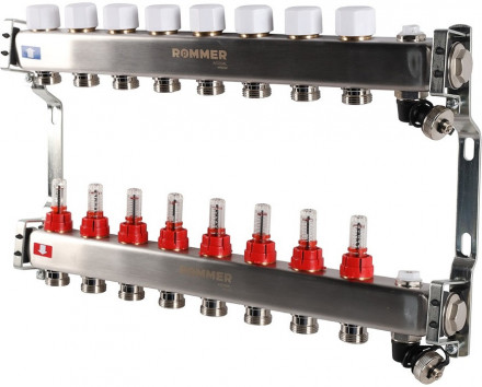 Для отопления Rommer 1&quot;/3/4&quot;x8 с расходомерами (RMS-1201-000008)