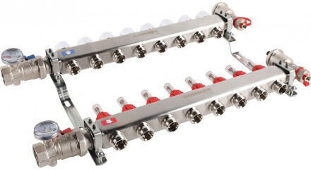 Для отопления Rommer 1&quot;/3/4&quot;x8 с расходомерами (RMS-1210-000008)
