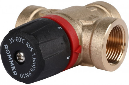 Смесительный клапан Rommer 3/4&quot; ВР 35-60°С KV 1,6 (RVM-0112-166020) боковое смешивание