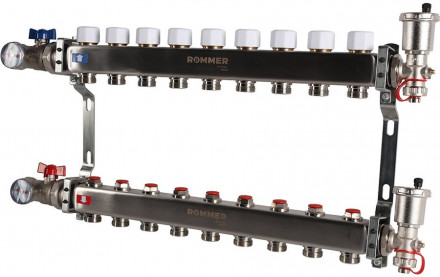 Для отопления Rommer 1&quot;/3/4&quot;x9 с запорными клапанами (RMS-3210-000009)