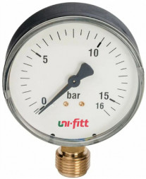 Манометр Uni-fitt радиальный 16 бар, диаметр 80 мм, 1/2Н