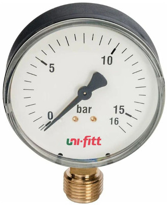 Манометр Uni-fitt радиальный 16 бар, диаметр 80 мм, 1/2Н