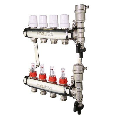 Коллекторный блок со встроенными расходомерами Valtec VTc.589.EMNX.0606 1&quot;, 6 x 3/4&quot; евроконус