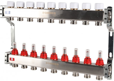 Для отопления Rommer 1&quot;/3/4&quot;x9 с расходомерами (RMS-1200-000009)