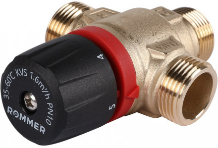 Смесительный клапан Rommer 3/4&quot; НР 35-60°С KV 1,6 (RVM-0122-166020) боковое смешивание