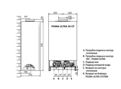 Настенный газовый котел 28 кВт Chaffoteaux Pigma ULTRA 30 CF