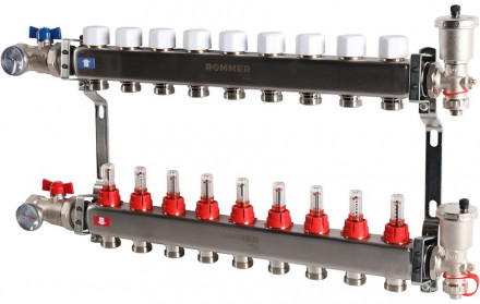 Для отопления Rommer 1&quot;/3/4&quot;x9 с расходомерами (RMS-1210-000009)