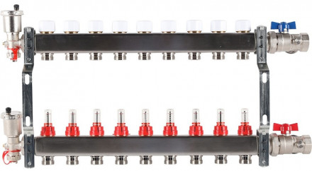 Для отопления Rommer 1&quot;/3/4&quot;x9 с расходомерами (RMS-1210-000009)