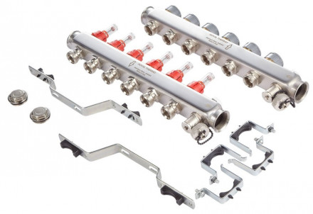 Для отопления Royal Thermo 1&quot; ВР-3/4&quot; НР, 10 выходов с расходомерами, нерж. (RTE 52.110)