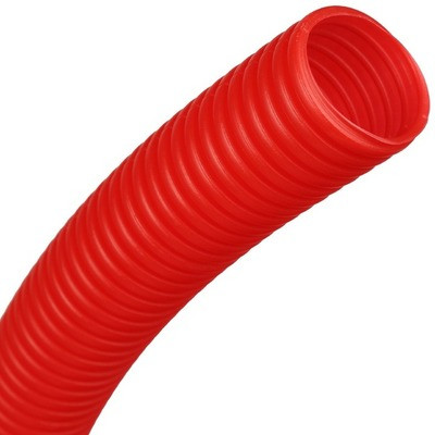 Защита труб диаметром 16-22 мм STOUT Труба гофрированная ПНД 25 мм (бухта 50м) красная