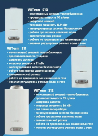 Газовый проточный водонагреватель VilTerm S11