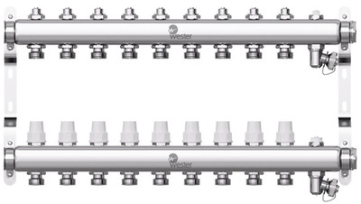 Коллектор нерж. Wester 1&quot;-3/4 в сборе на 9 выходов с 2 заглушками