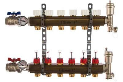 Коллектор регулируемый для теплого пола с расходомерами STOUT SMB 0473 000006