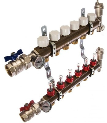 Коллектор регулируемый для теплого пола с расходомерами STOUT SMB 0473 000006