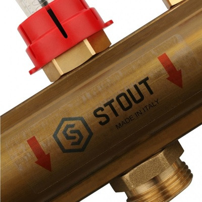 Коллектор регулируемый для теплого пола с расходомерами STOUT SMB 0473 000006
