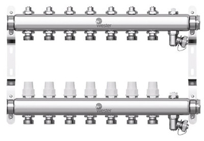 Коллектор нерж. Wester 1&quot;-3/4 в сборе на 7 выходов с 2 заглушками