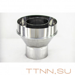 Старт-сэндвич конус трубы дымохода нержавейка 1 мм 100 (внутри) / 200 (снаружи), AISI-430