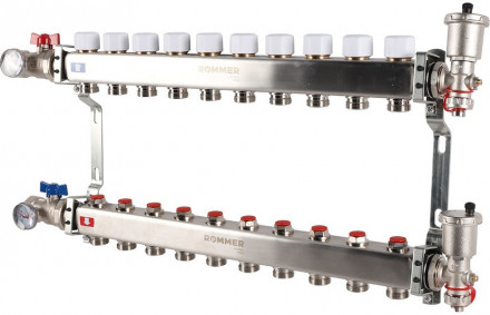 Для отопления Rommer 1&quot;/3/4&quot;x10 с запорными клапанами (RMS-3210-000010)