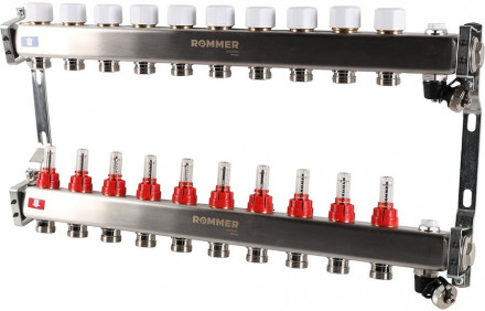 Для отопления Rommer 1&quot;/3/4&quot;x10 с расходомерами (RMS-1201-000010)