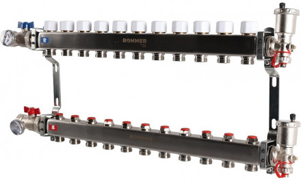 Для отопления Rommer 1&quot;/3/4&quot;x11 с запорными клапанами (RMS-3210-000011)