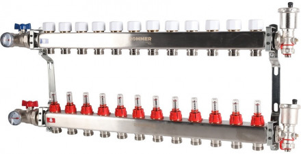 Для отопления Rommer 1&quot;/3/4&quot;x12 с расходомерами (RMS-1210-000012)