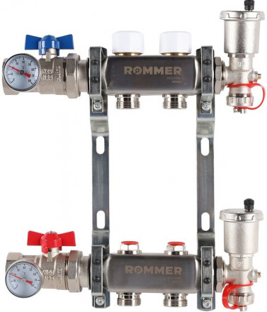 Для отопления Rommer 1&quot;/3/4&quot;x2 с запорными клапанами (RMS-3210-000002)