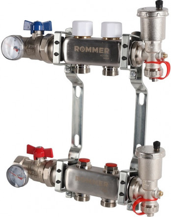 Для отопления Rommer 1&quot;/3/4&quot;x2 с запорными клапанами (RMS-3210-000002)