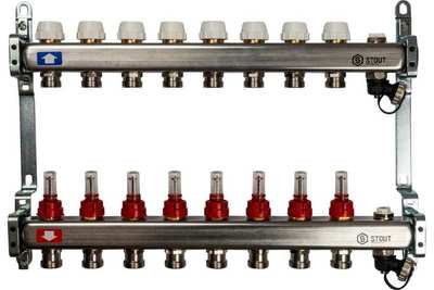 Коллектор с запорными клапанами STOUT SMS-0927-000008