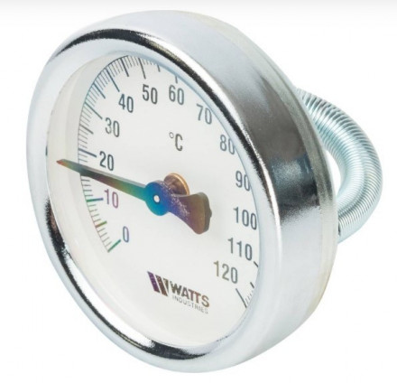 Термометр биметаллический накладной с пружиной Watts FR810 (TAB) 80 мм.