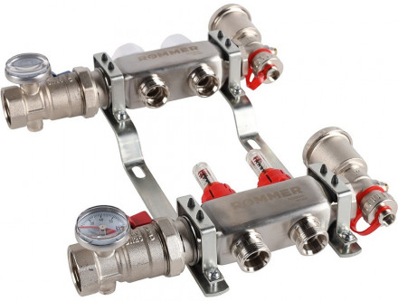 Для отопления Rommer 1&quot;/3/4&quot;x2 с расходомерами (RMS-1210-000002)